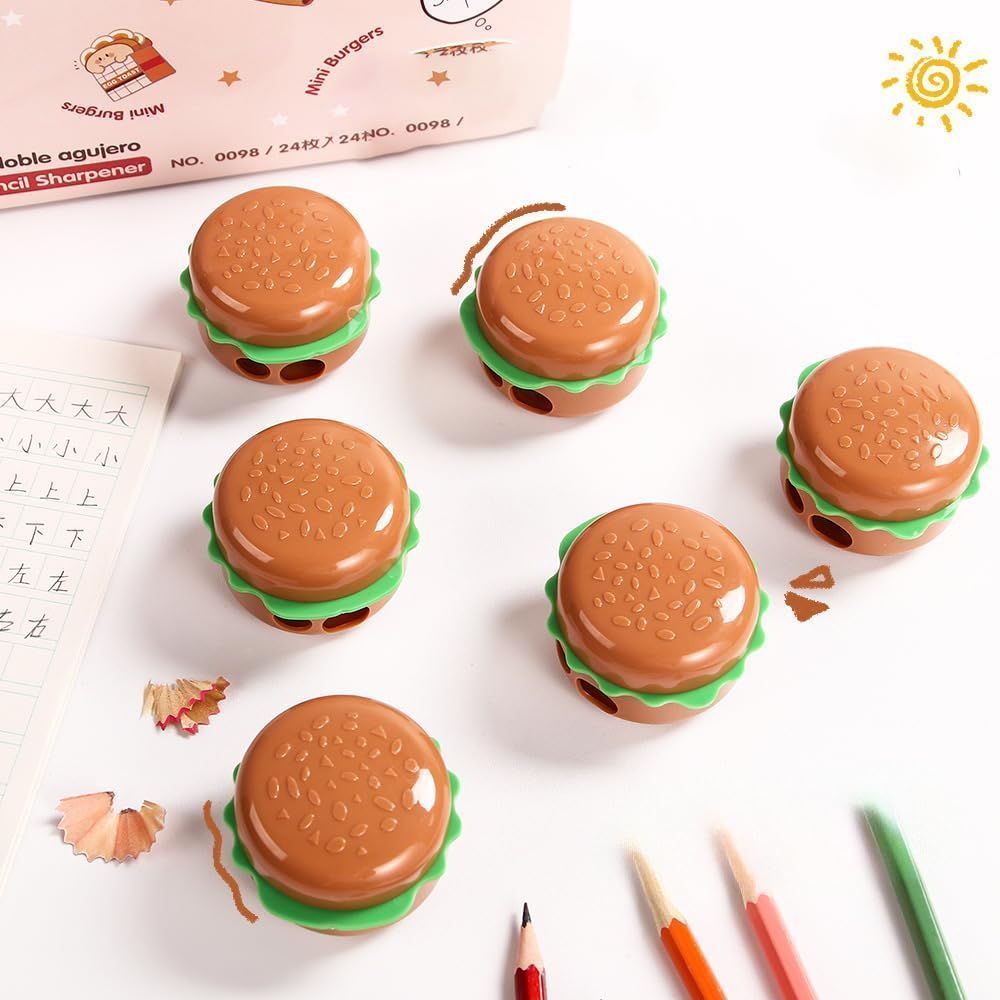 Double Hole Fast Food Burger Pencil Sharpener for Kids