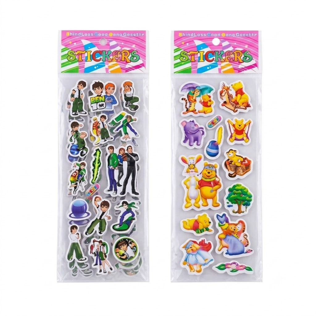 Colourful sticker packs on display
